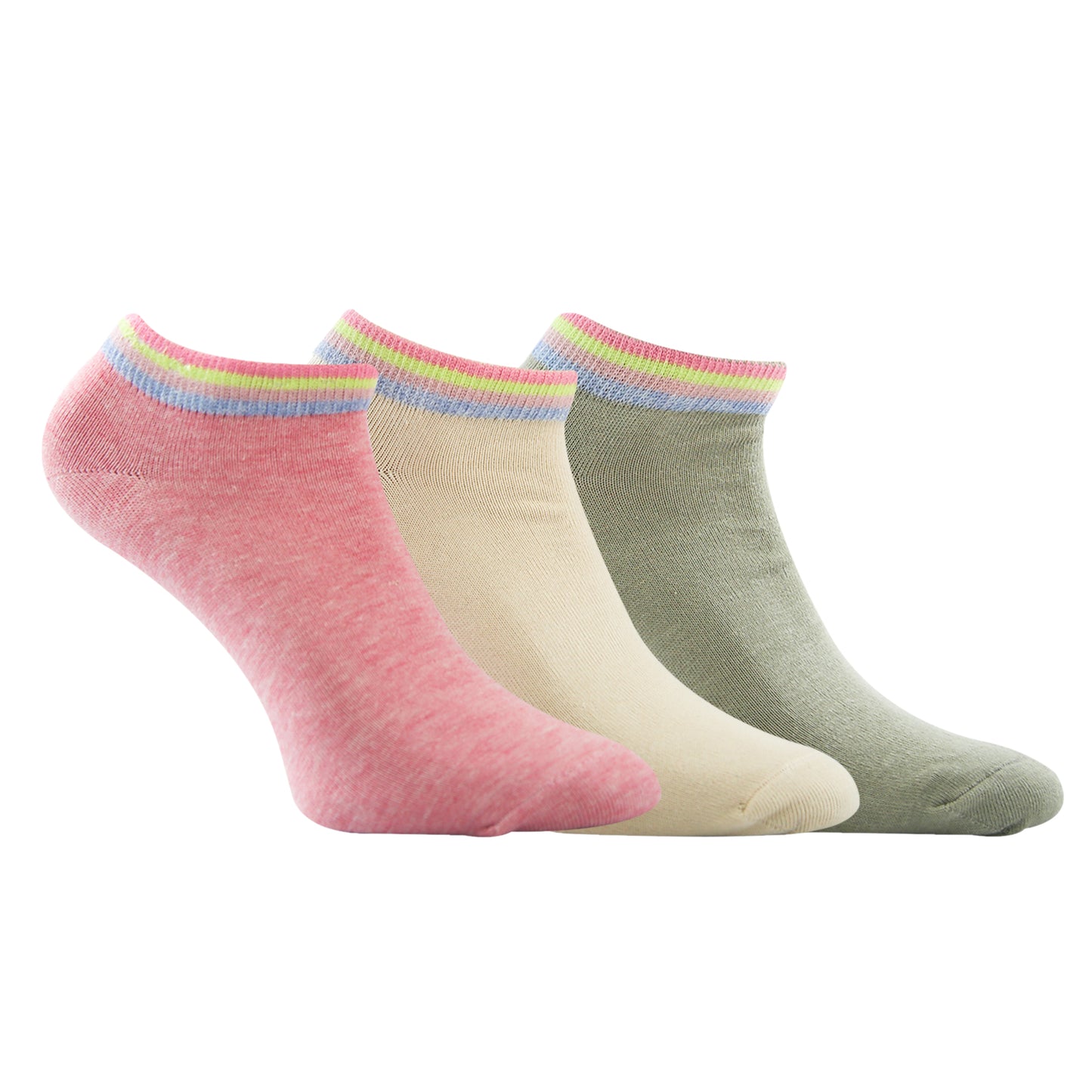 A Pack Of 3 Pieces Plain Ankle Socks , MultiColoure