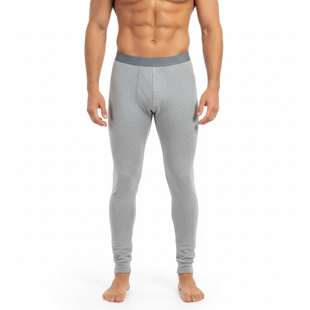 Relaxed Thermal Underwear Pants Stretch Leggings Grey For Men