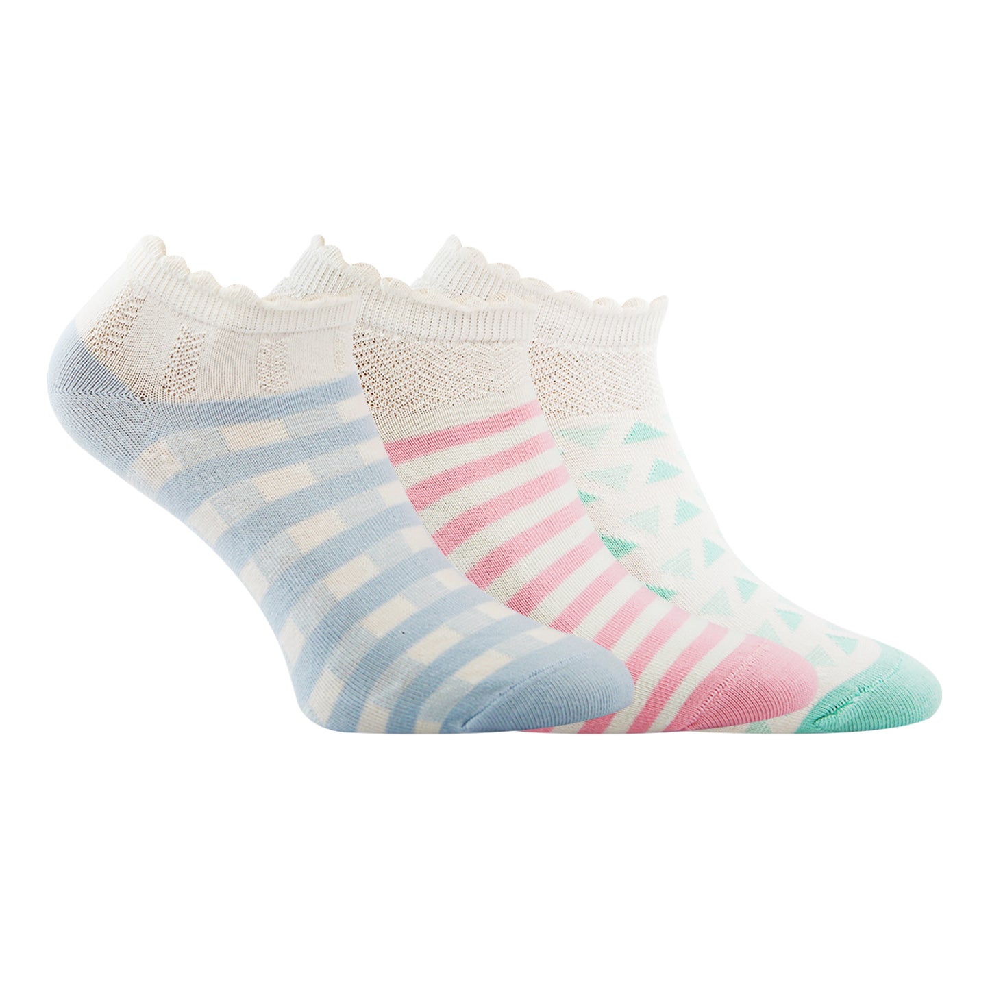 A Pack Of 3 Pieces Plain Ankle Socks , MultiColoure