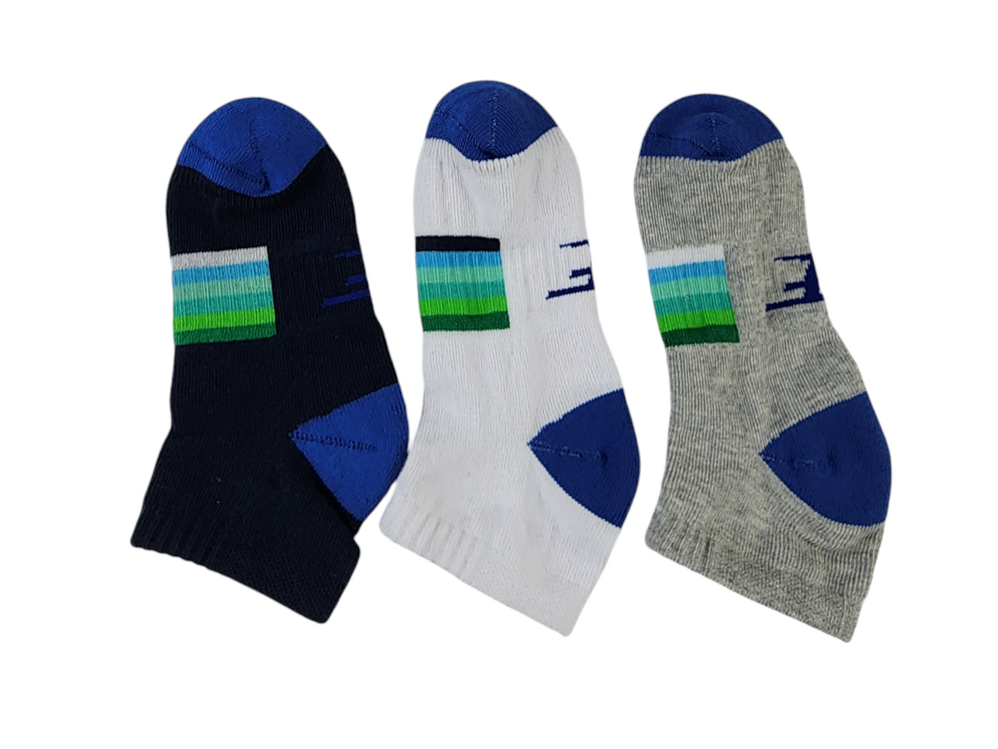 Pack Of 3 Pieces Short Socks Liner Heel And Toe MultiColoure
