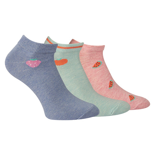 A Pack Of 3 Pieces Ankle Plain Socks MultiColoure For Women