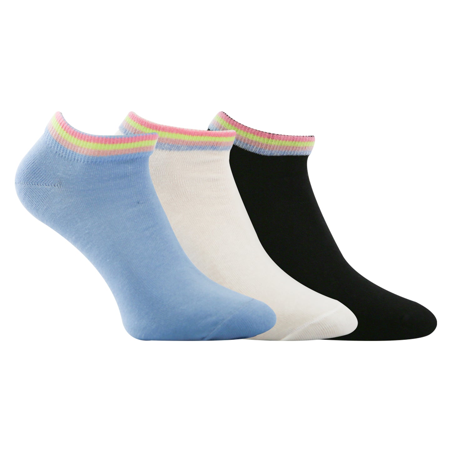 A Pack Of 3 Pieces Plain Ankle Socks , MultiColoure