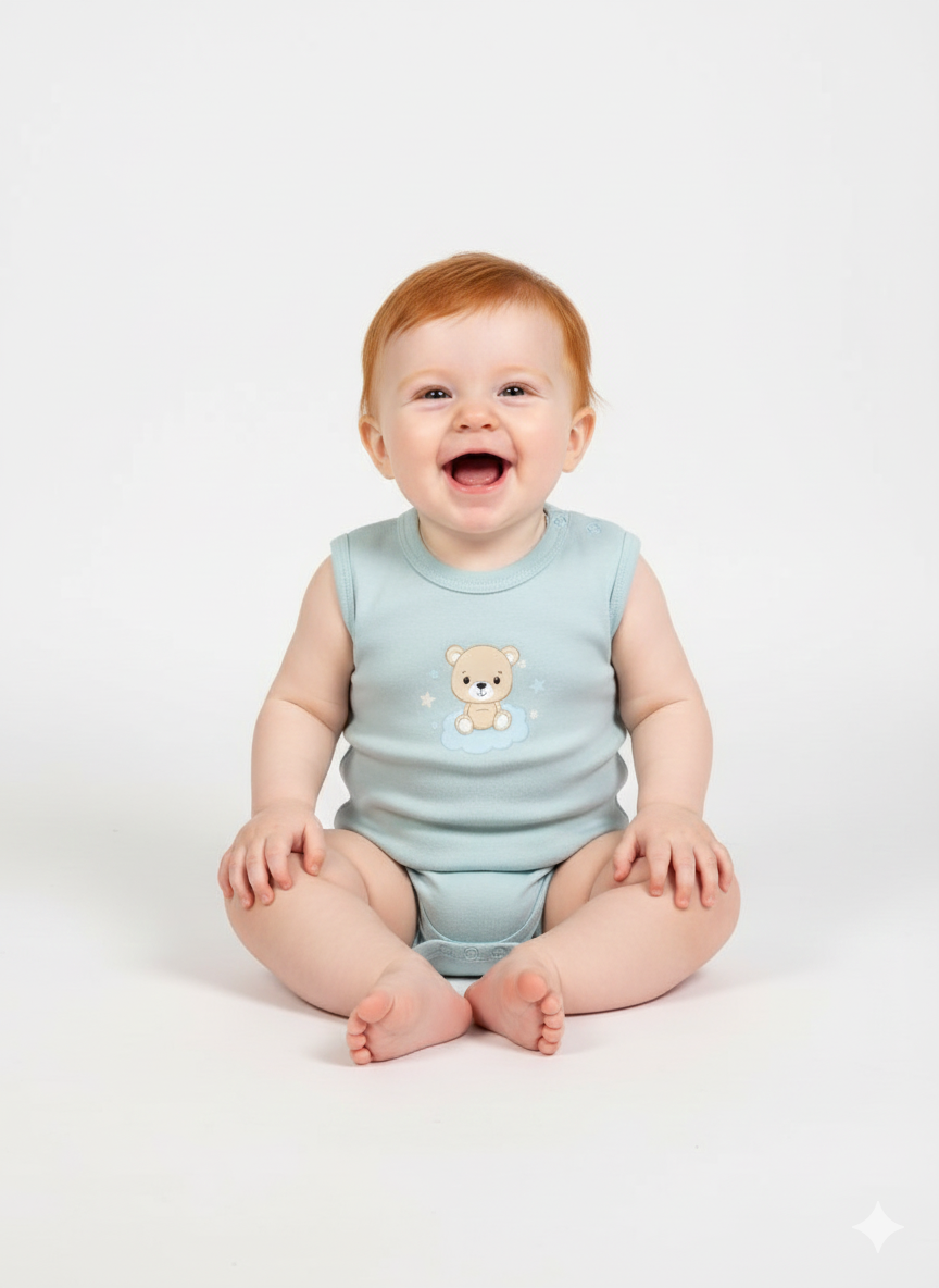 A Pack Of 3 Pieces Sleeveless Baby UnderWear Cotton 100% , Multicolor