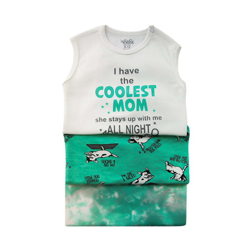 A Pack Of 3 Pieces Sleveeless Baby UnderWear Cotton 100% , MultiColoure