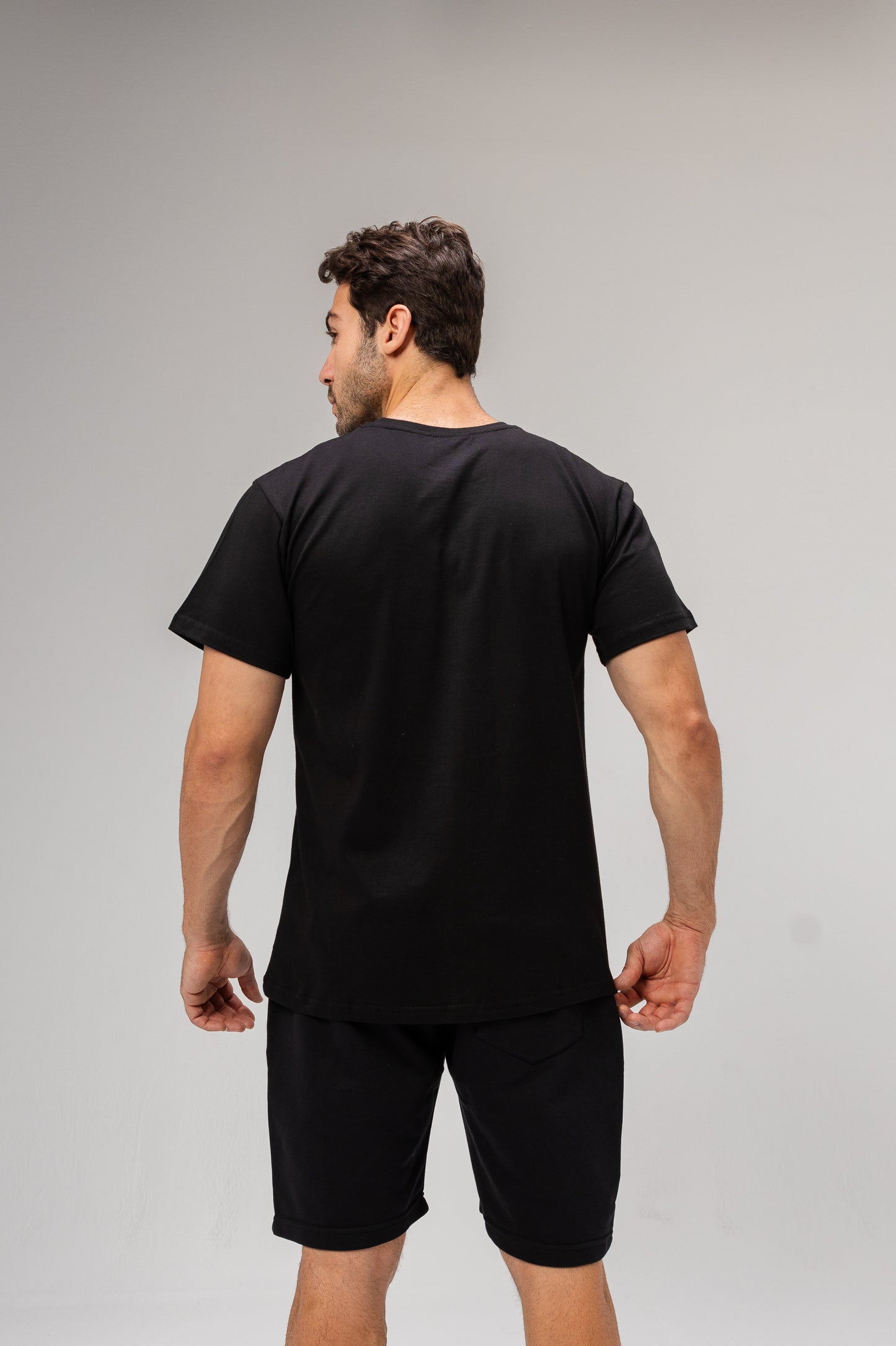 Half Sleeve Undershirt, Black For men Cotton 100%