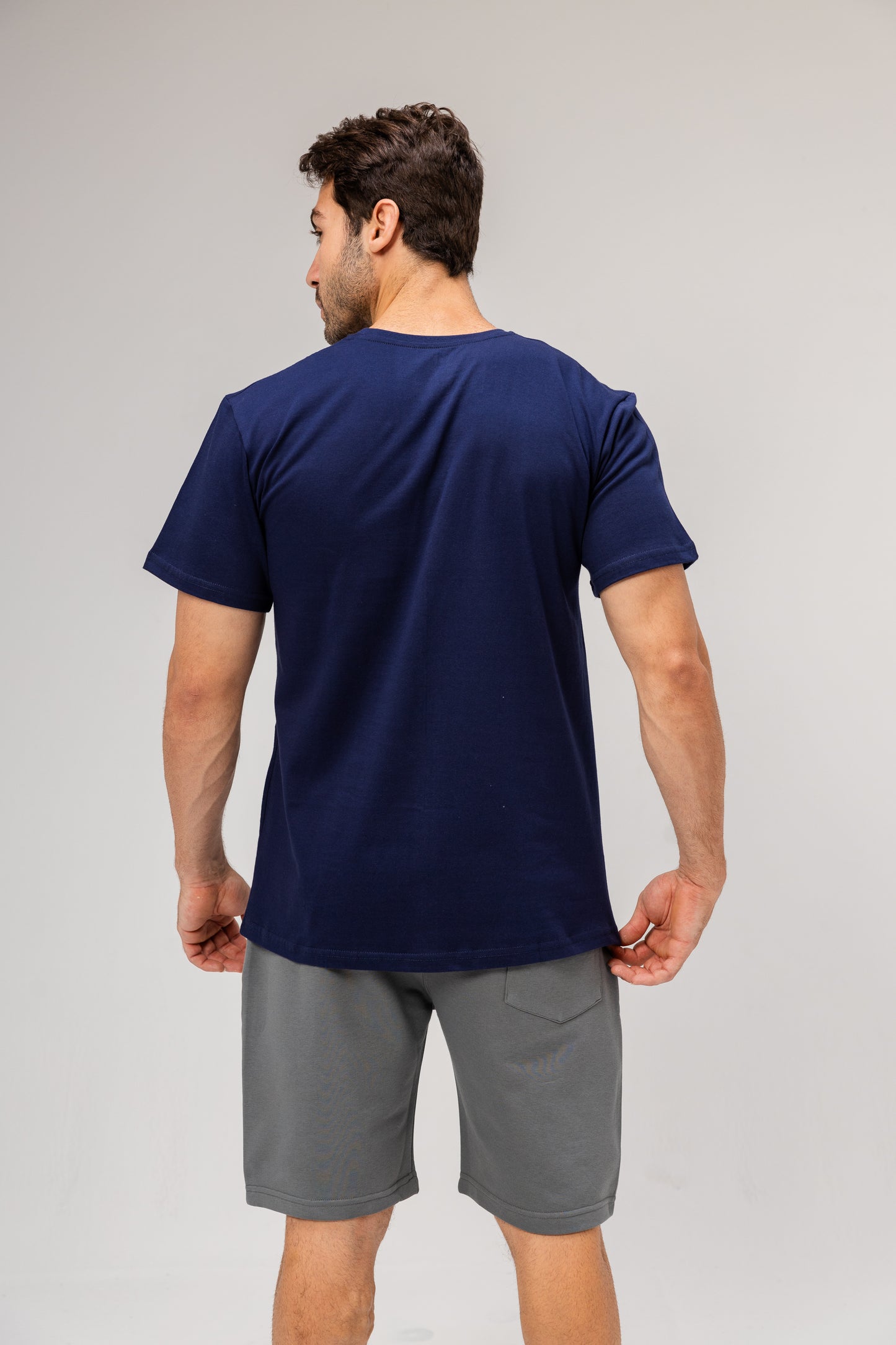 Half Sleeve Undershirt, Navy For men Cotton 100%