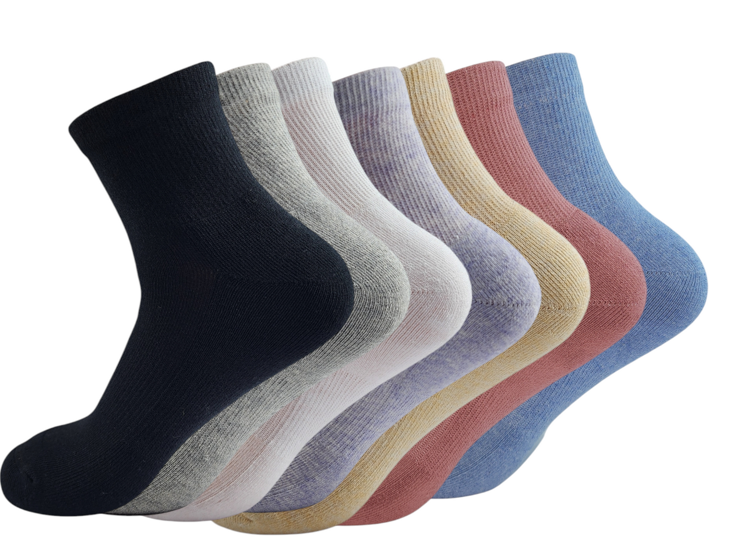 Pack Of 7 Pieces Cotain From (7 Short Half Terry Socks) MultiColoure For Women