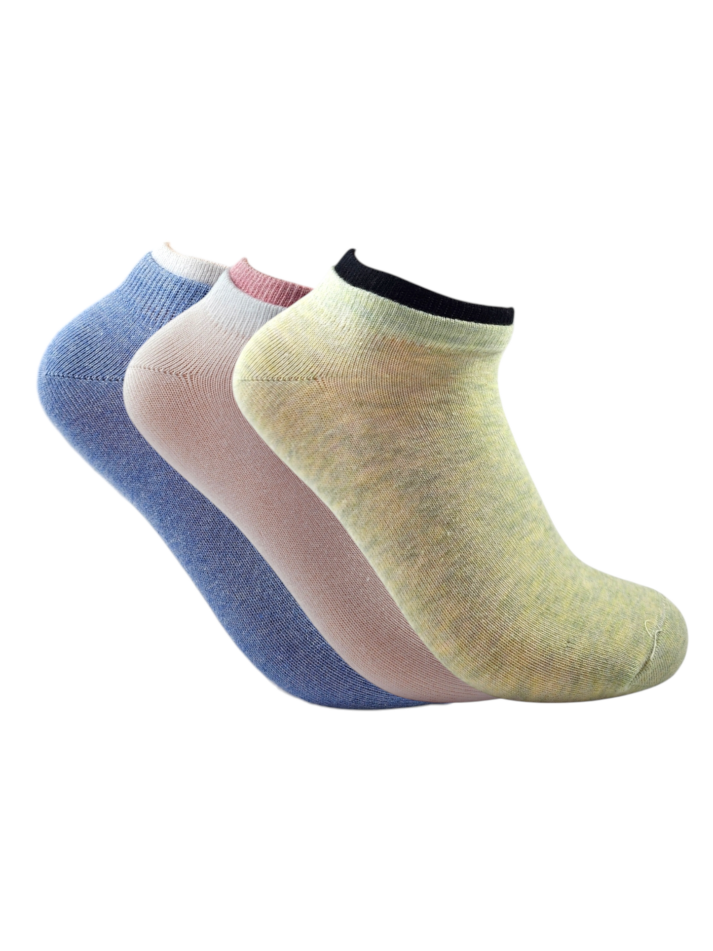 A Pack Of Ankle Socks Multicolor With colored Hem, 3 Pieces For Women