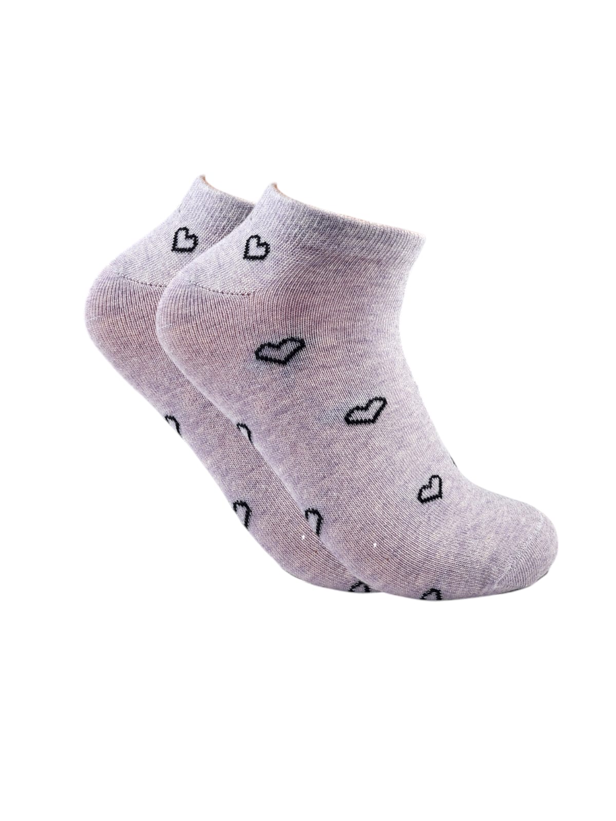 A Pack Of Ankle Socks Heart Shaped Multicolor, 3 Pieces For Women&Kids