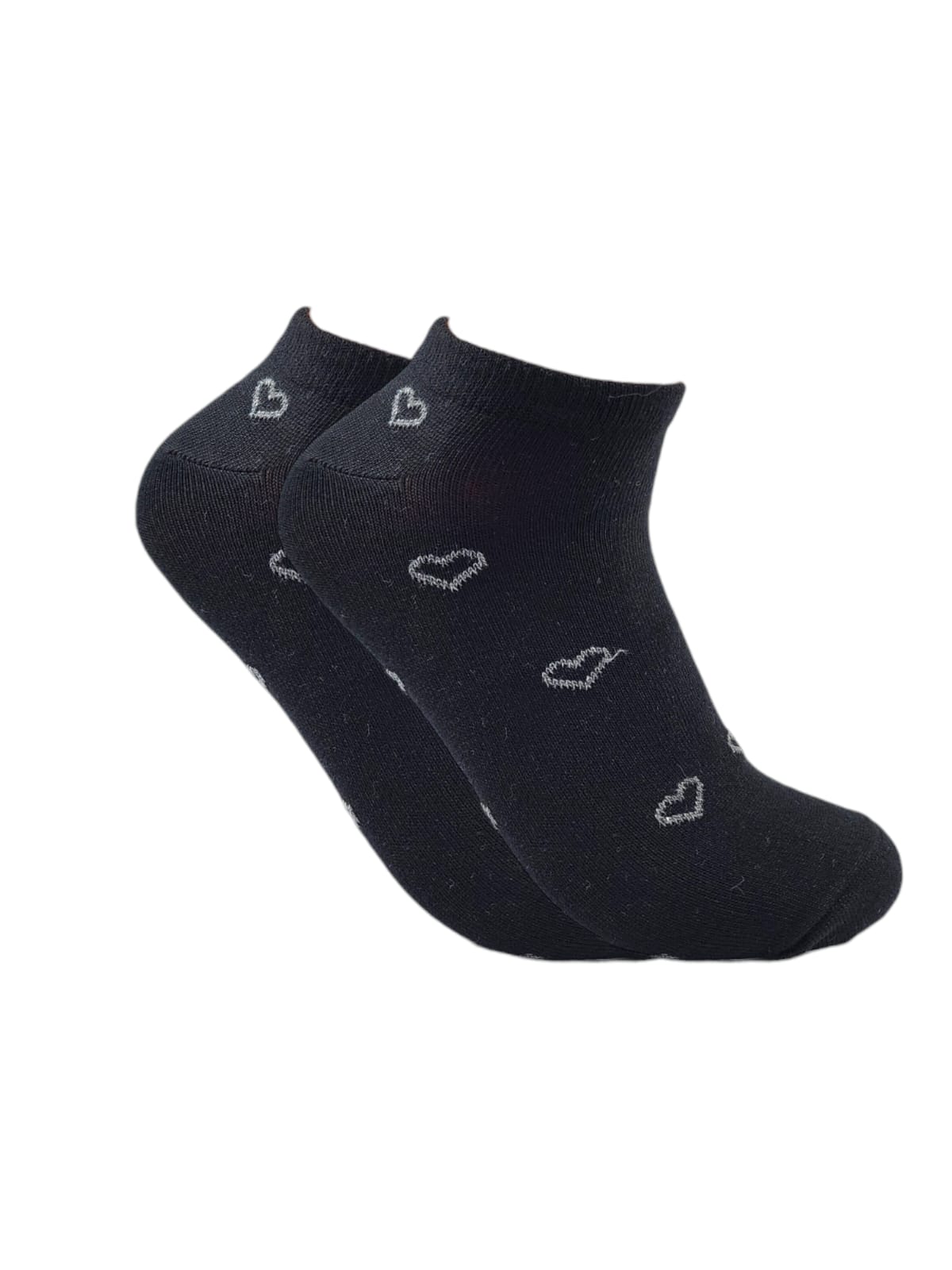 A Pack Of Ankle Socks Heart Shaped Multicolor, 3 Pieces For Women&Kids