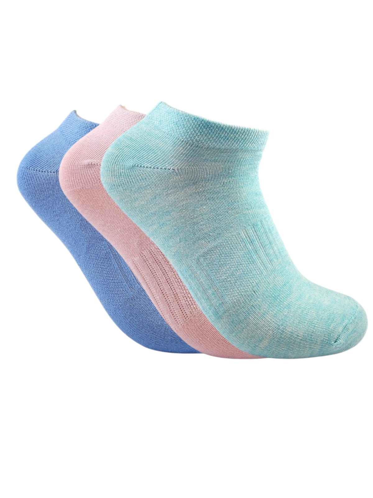 A Pack Of 3 Pieces Ankle Plain Socks MultiColoure For Women