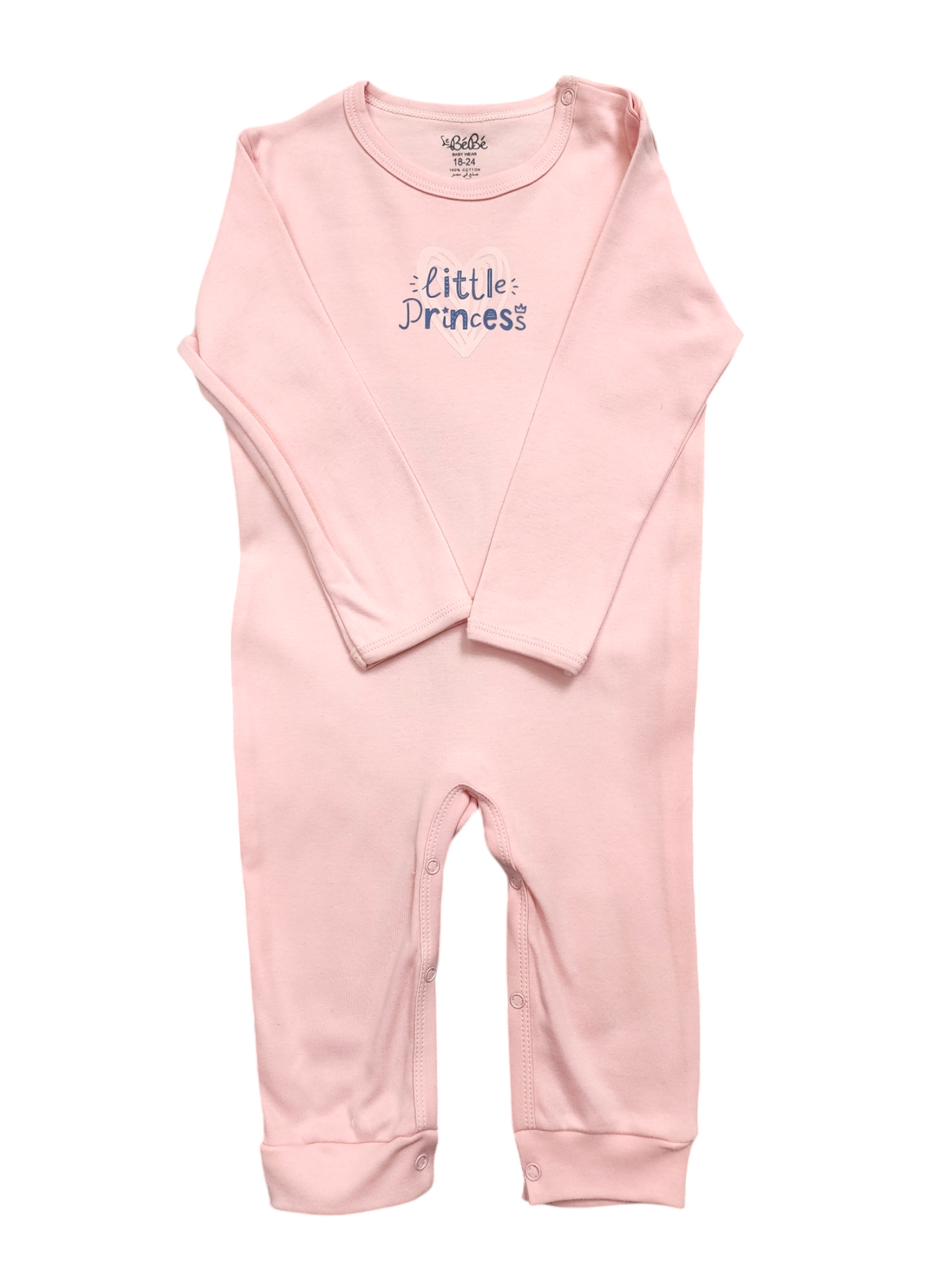 Set Of 1 Piece Comfy Sleep Wear For Baby Cotton 100% , Pink