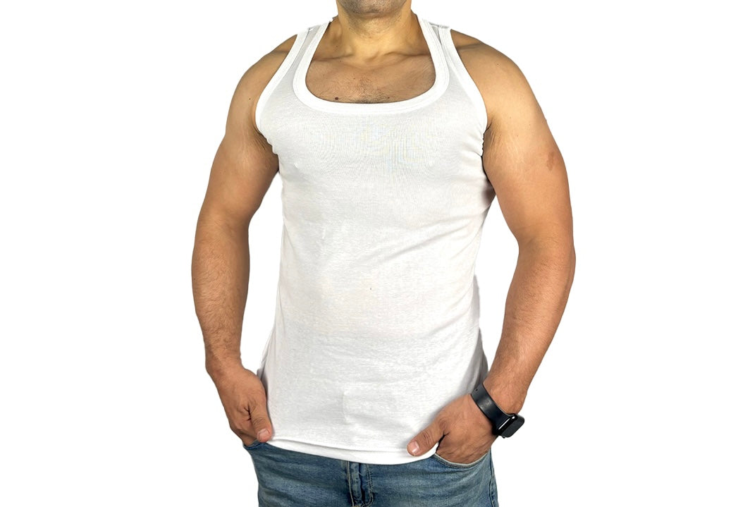 Sleeveless Undershirt, White For men , Cotton 100%