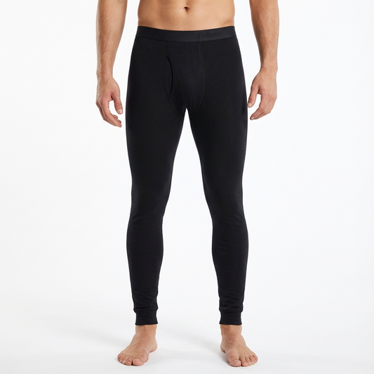 Relaxed Thermal Underwear Pants Stretch Leggings Black For Men
