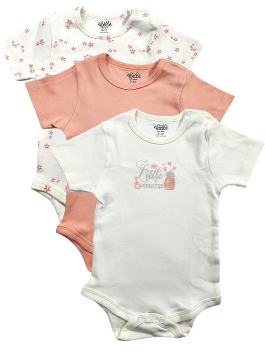 A Pack Of 3 Pieces Half Sleeve Baby UnderWear Cotton 100% , MultiColoure
