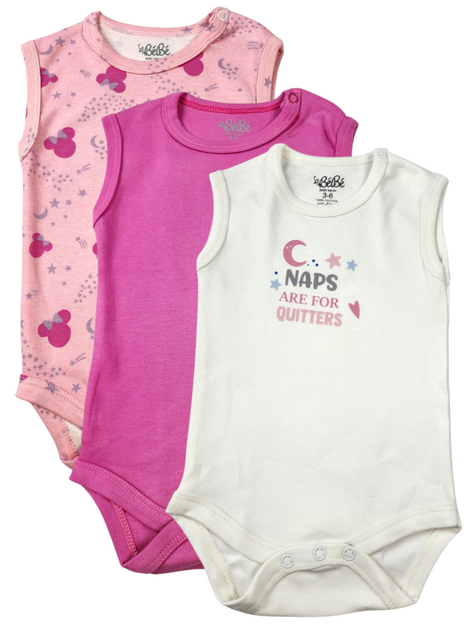 A Pack Of 3 Pieces Sleveeless Baby UnderWear Cotton 100% , MultiColoure