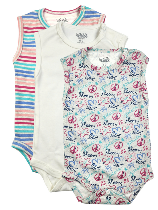 A Pack Of 3 Pieces Sleveeless Baby UnderWear Cotton 100% , MultiColoure