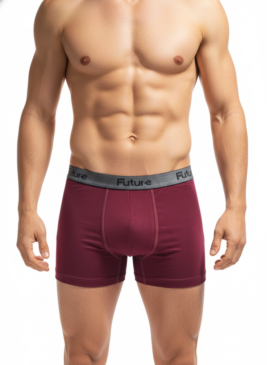 Plain Dark Red Boxer For Men