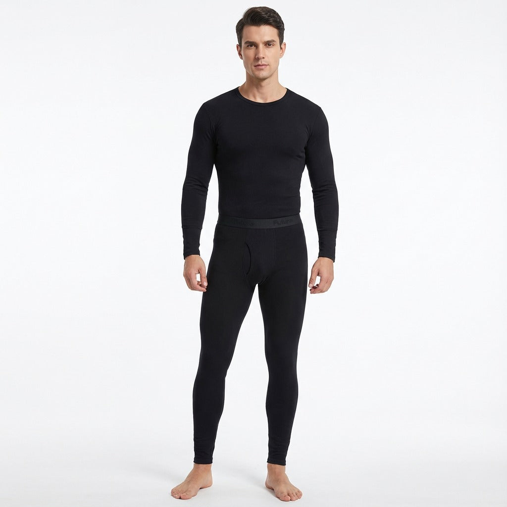 Relaxed Thermal Underwear Pants Stretch Leggings Black For Men