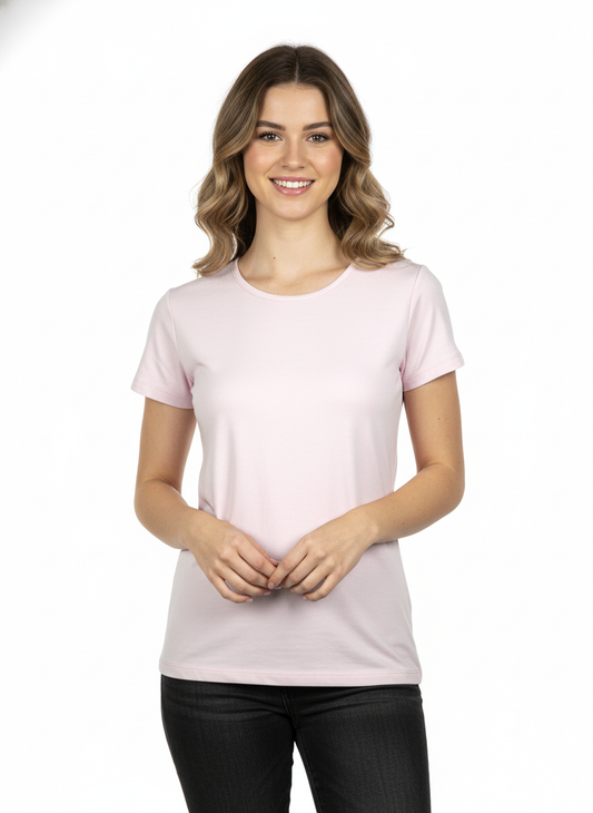 Comfy Half Seleeve UnderShirt Light Rose For Women