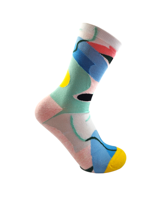 Long Printed Socks Liner Heel And Toe For Unisex Casual Style