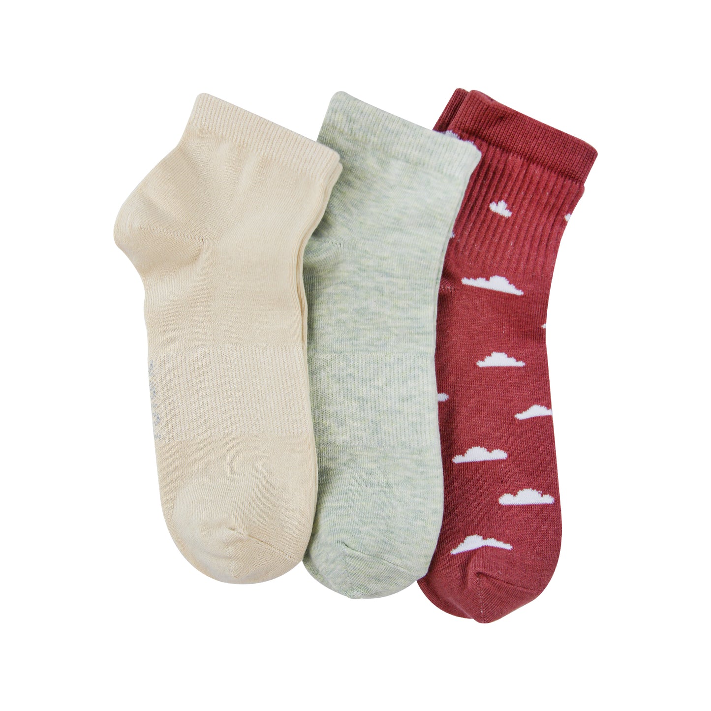 A Pack Of 3 Pieces Plain Short Socks , MultiColoure