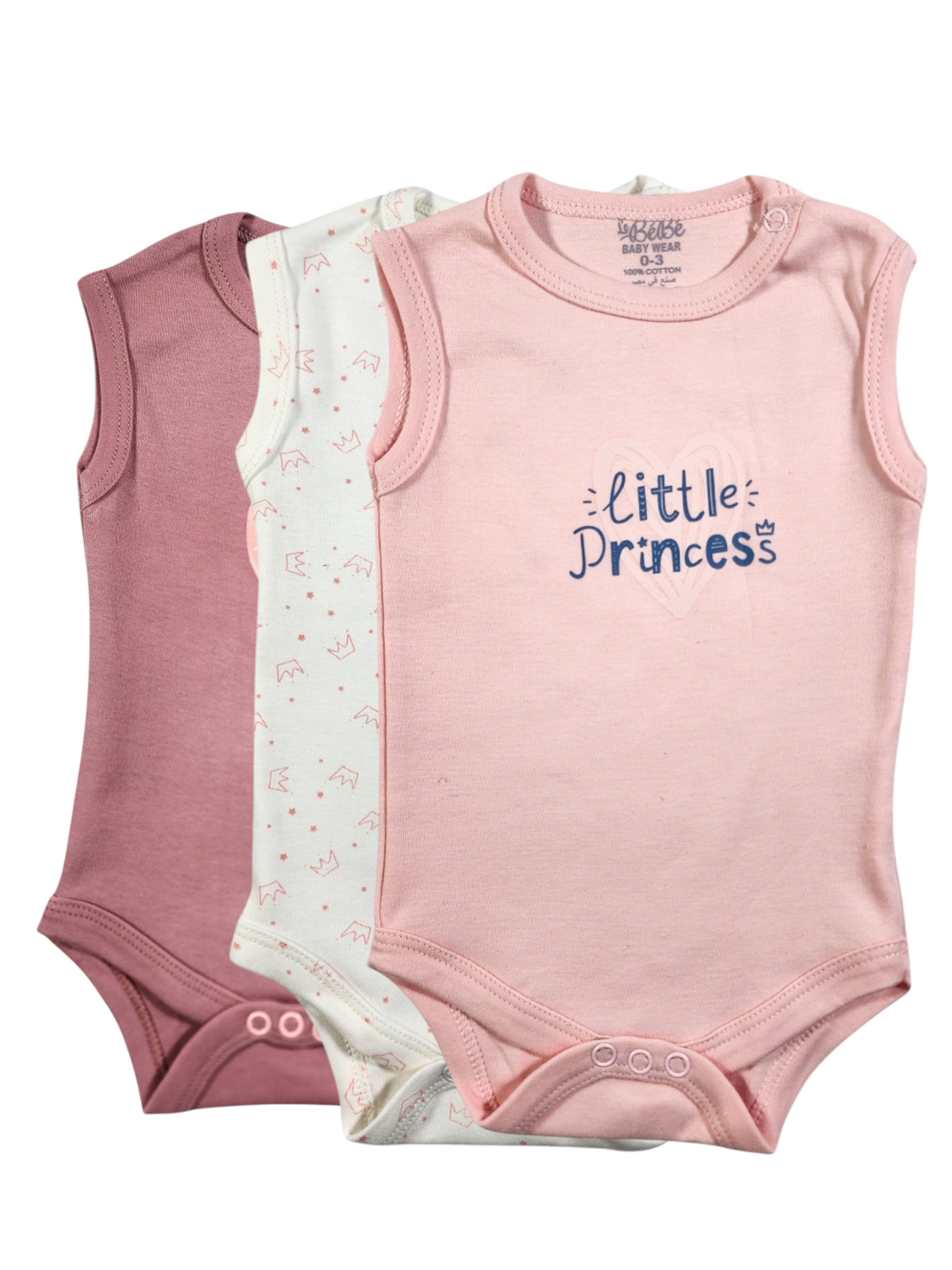 A Pack Of 3 Pieces Sleeveless Baby UnderWear Cotton 100% , Multicolor