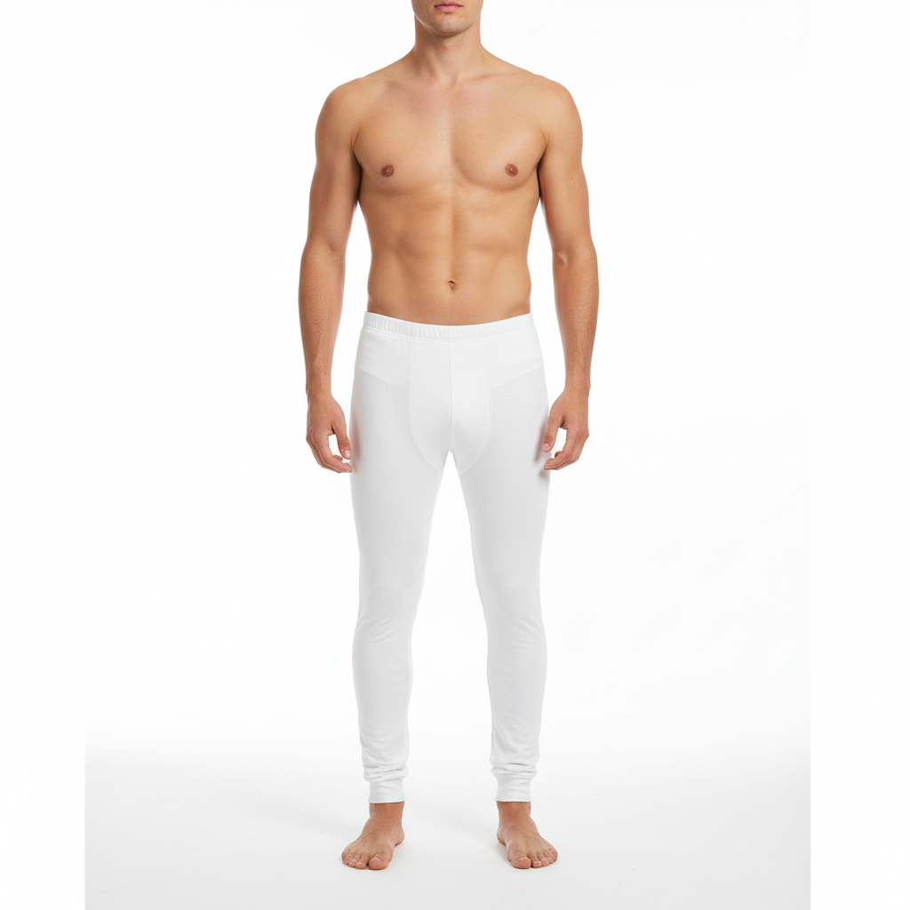 Relaxed Thermal Underwear Pants Stretch Leggings White For Men