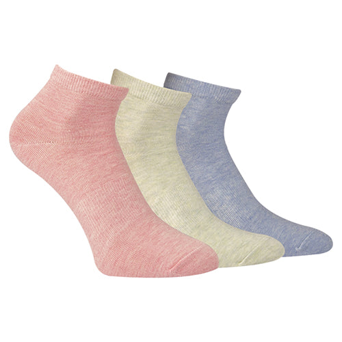 A Pack Of 3 Pieces Short Plain Socks MultiColoure For Women