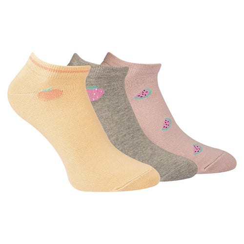 A Pack Of 3 Pieces Ankle Printed Socks MultiColoure For Women