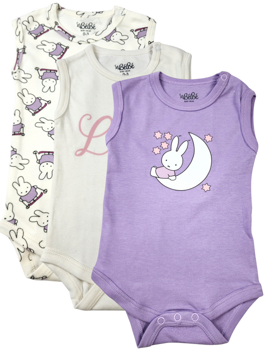 A Pack Of 3 Pieces Sleveeless Baby UnderWear Cotton 100% , MultiColoure