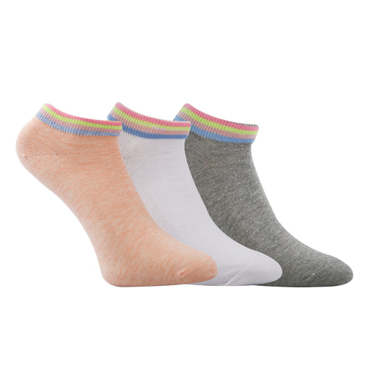 A Pack Of 3 Pieces Plain Ankle Socks , MultiColoure