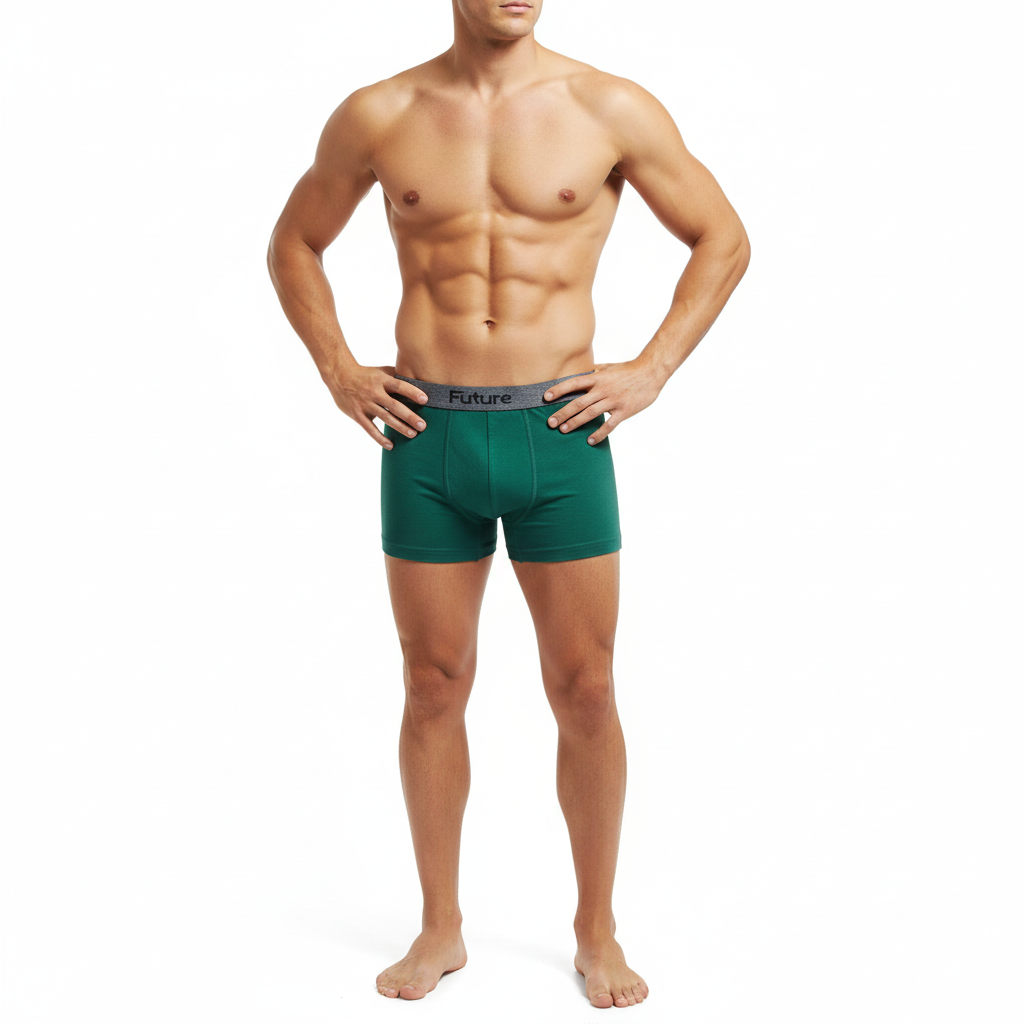 Plain Dark Green Boxer For Men