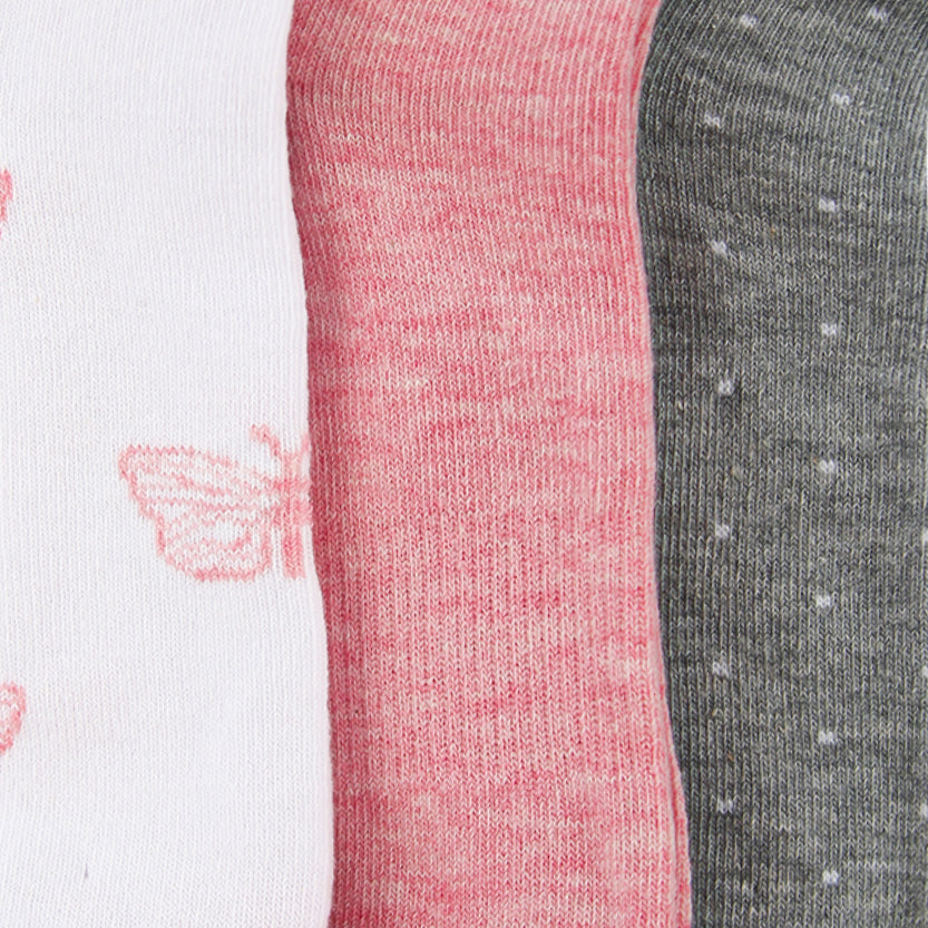 A Pack Of 3 Pieces Printed Short Socks MultiColoure
