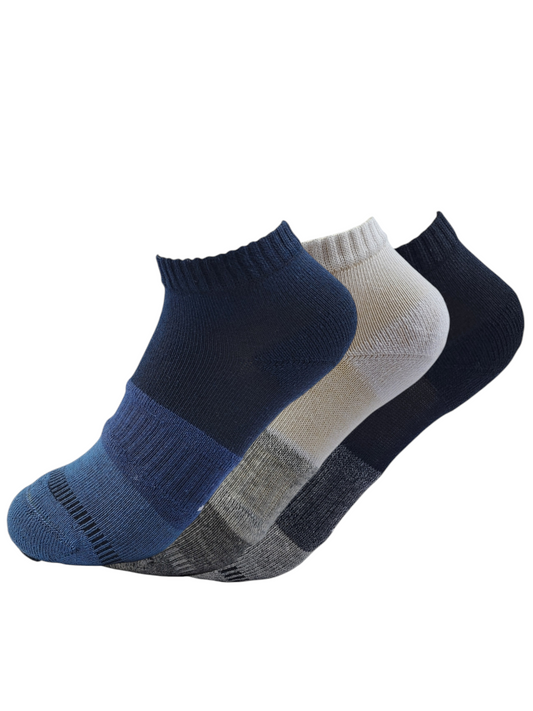 A Pack Of 3 Ankle Plain Socks Liner Heel And Toe MultiColoure