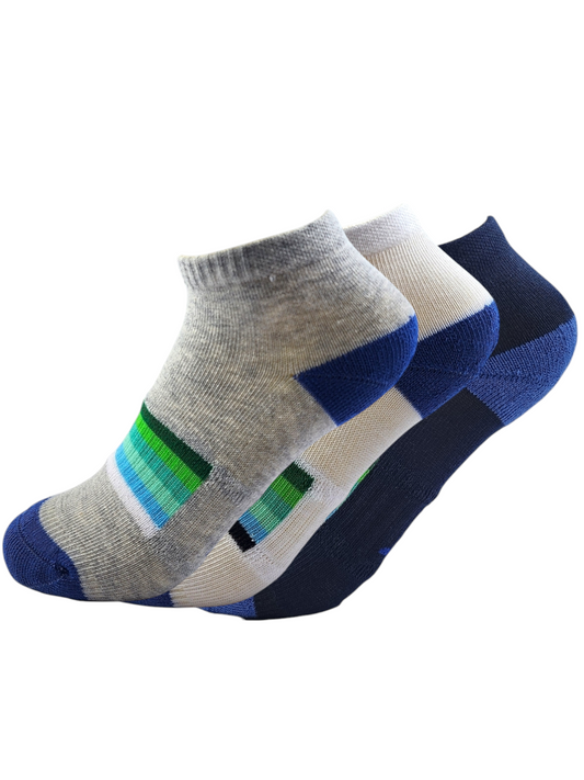 A Pack Of 3 Ankle Plain Socks Liner Heel And Toe MultiColoure