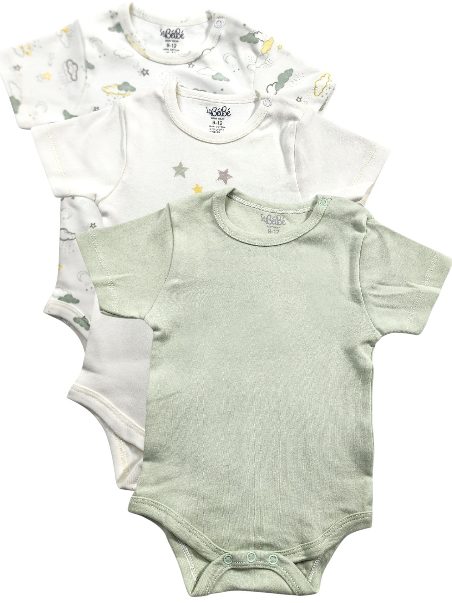 A Pack Of 3 Pieces Half Sleeve Baby UnderWear Cotton 100% , MultiColoure