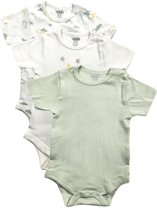 A Pack Of 3 Pieces Half Sleeve Baby UnderWear Cotton 100% , MultiColoure