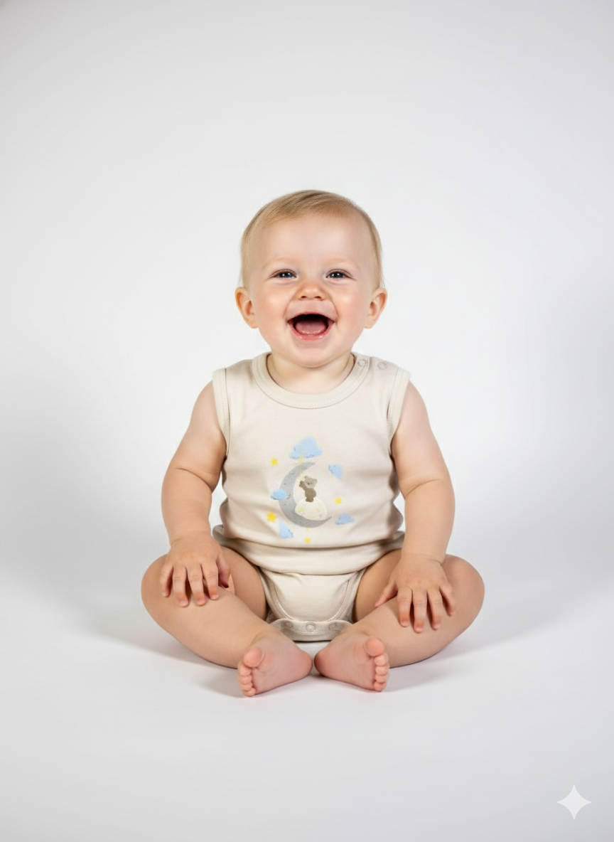 A Pack Of 3 Pieces Sleeveless Baby UnderWear Cotton 100% , Multicolor