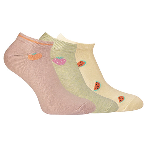 A Pack Of 3 Pieces Ankle Plain Socks MultiColoure For Women