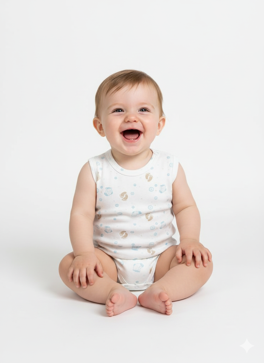 A Pack Of 3 Pieces Sleeveless Baby UnderWear Cotton 100% , Multicolor