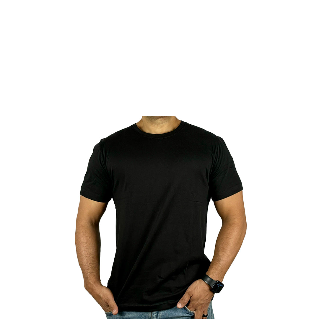 Half Sleeve Undershirt, Black For men Cotton 100%