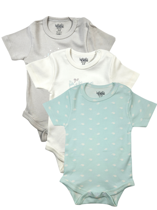 A Pack Of 3 Pieces Half Sleeve Baby UnderWear Cotton 100% , MultiColoure