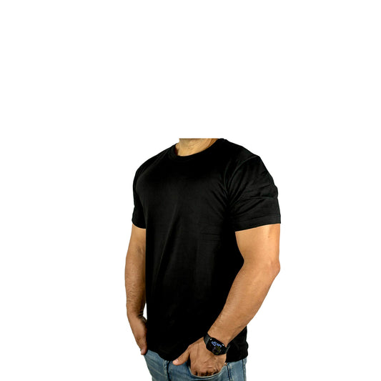 Half Sleeve Undershirt, Black For men Cotton 100%