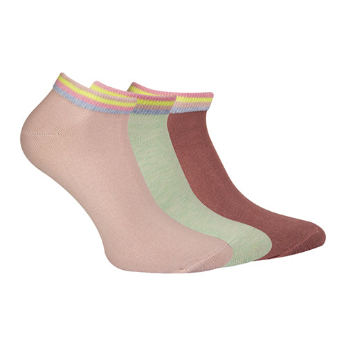 A Pack Of 3 Pieces Ankle Plain Socks MultiColoure For Women