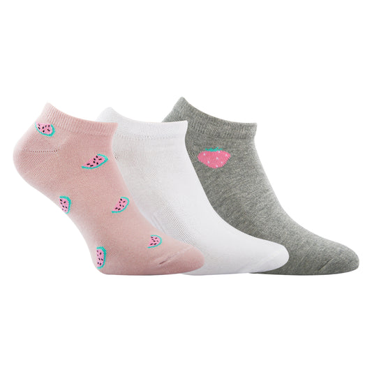 A Pack Of 3 Pieces Plain Ankle Socks , MultiColoure