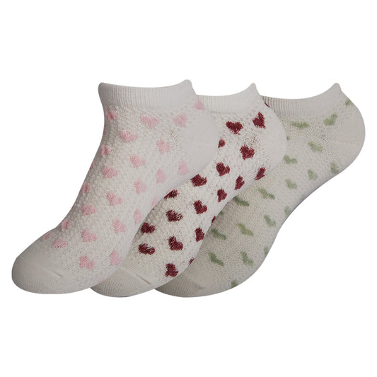 A Pack Of Ankle Socks Printed White, 3 Pieces For Women