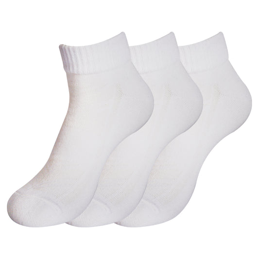 A Pack Of Ankle Socks Ribbed Hem White, 3 Pieces For Women