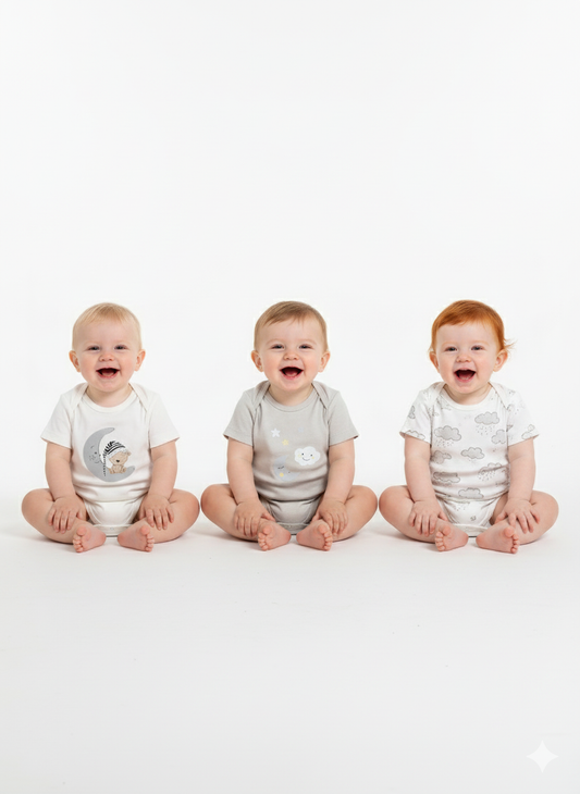 A Pack Of 3 Pieces Half Sleeve Baby UnderWear Cotton 100% , MultiColoure