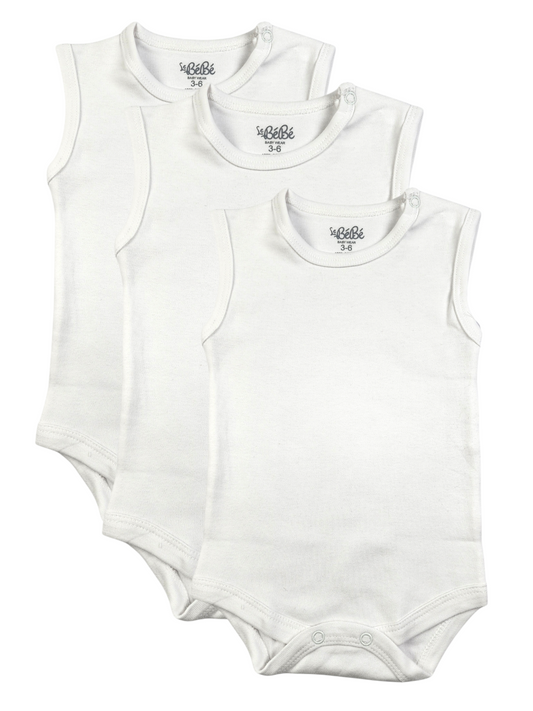 A Pack Of 3 Pieces Sleveeless Baby UnderWear Cotton 100% , MultiColoure